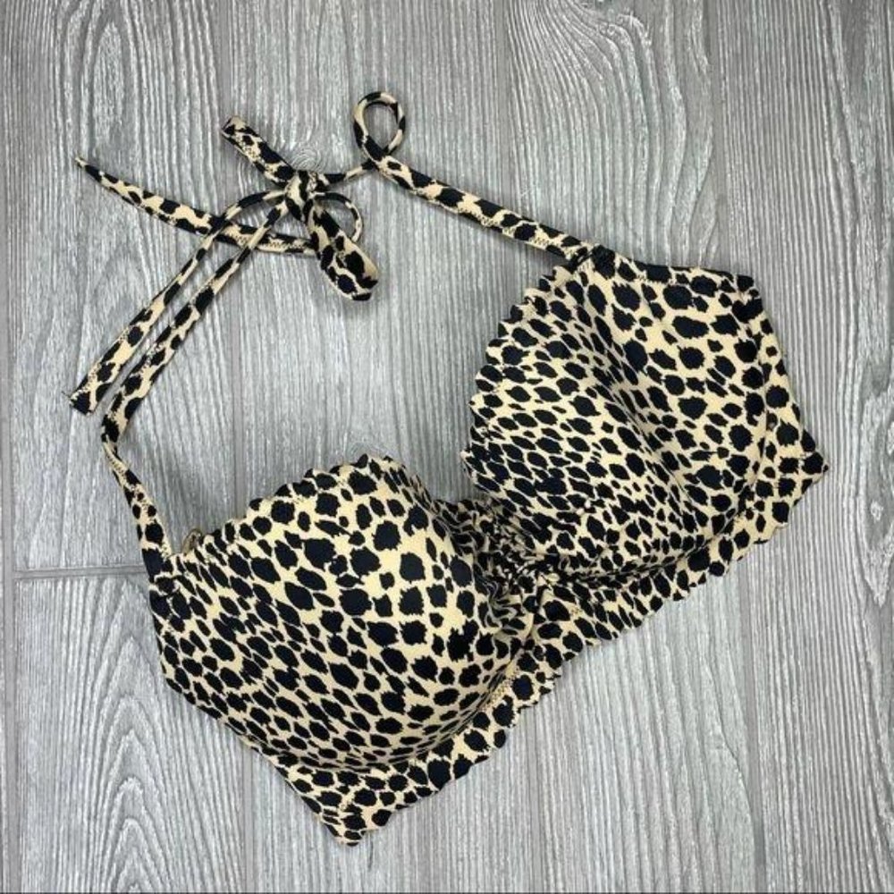 Victoria’s Secret raw hem leopard / cheetah bikini top swimwear swimsuit bathing
